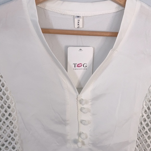Thx Giving White Mesh Long Sleeve Top - Picture 5 of 7